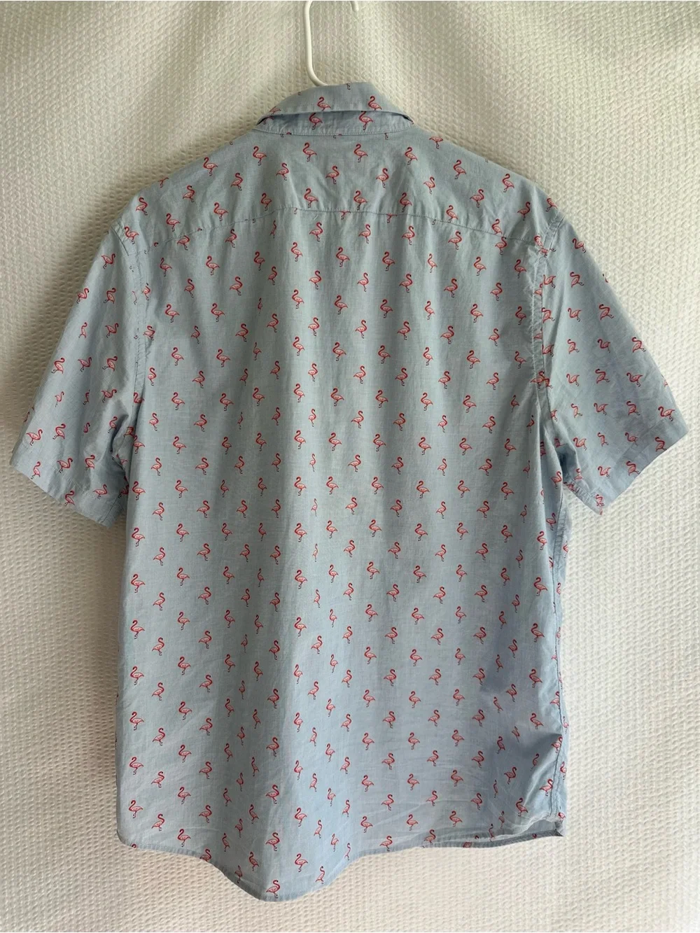 Banana Republic Flamingo Print Cotton Short Sleeve Button Down Shirt Size Large